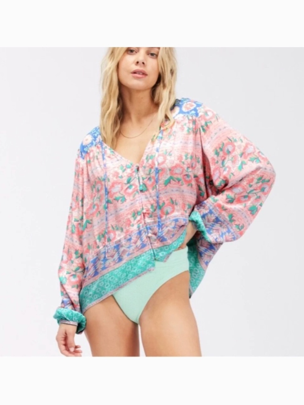 BILLABONG Bohemian Dream Long Sleeve Beach Blouse Top Cover up- NWT Size L/12